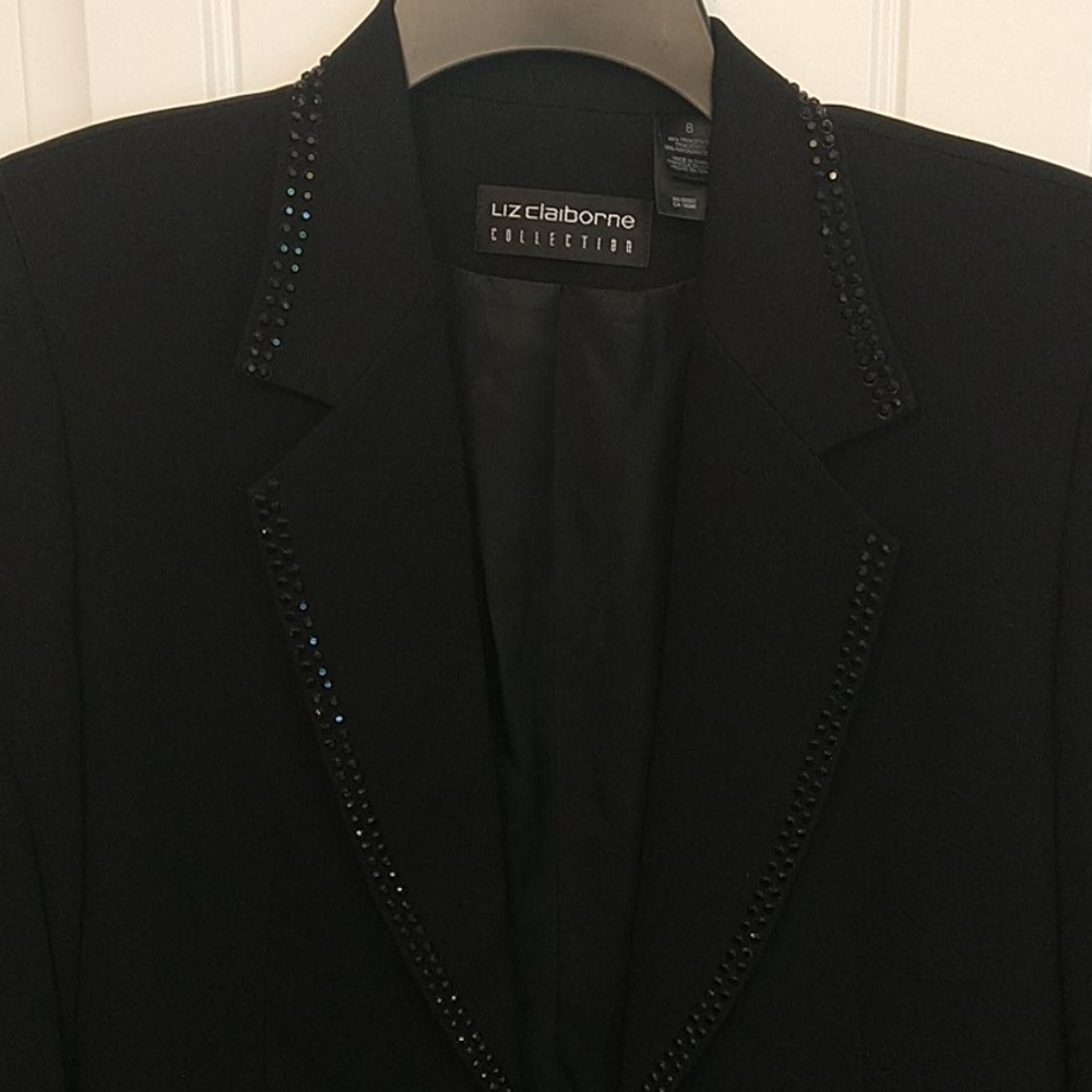 Black blazer with black sequin detail